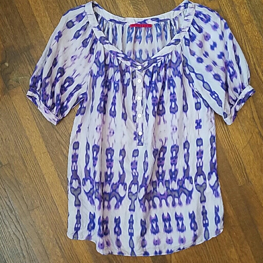 Anthropologie Purple and White Blouse